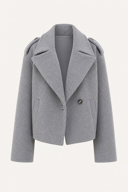 Wool blend oversize double-breasted short coat