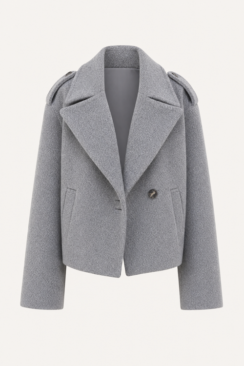 Wool blend oversize double-breasted short coat