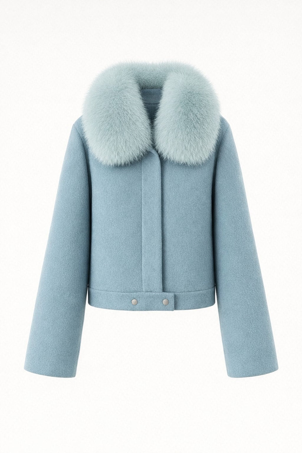 Wool Coat With Fox Fur Collar And Tailored Silhouette - 1