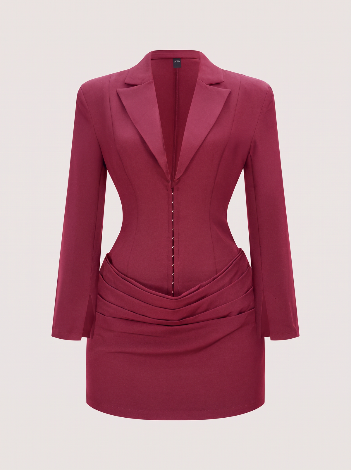 Twill mini dress with ruched waist and deep V-neck - view 5