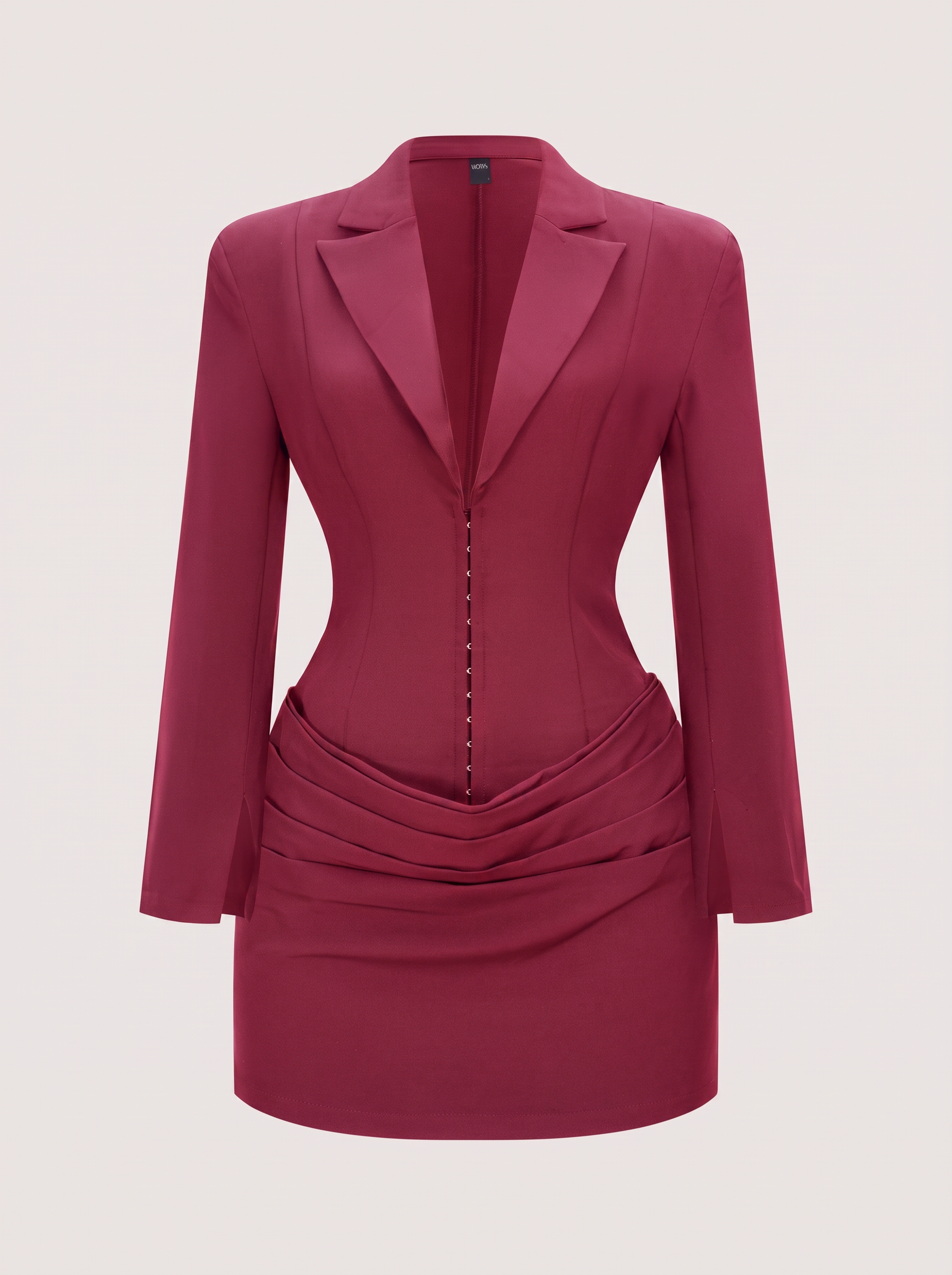 Twill mini dress with ruched waist and deep V-neck - view 5