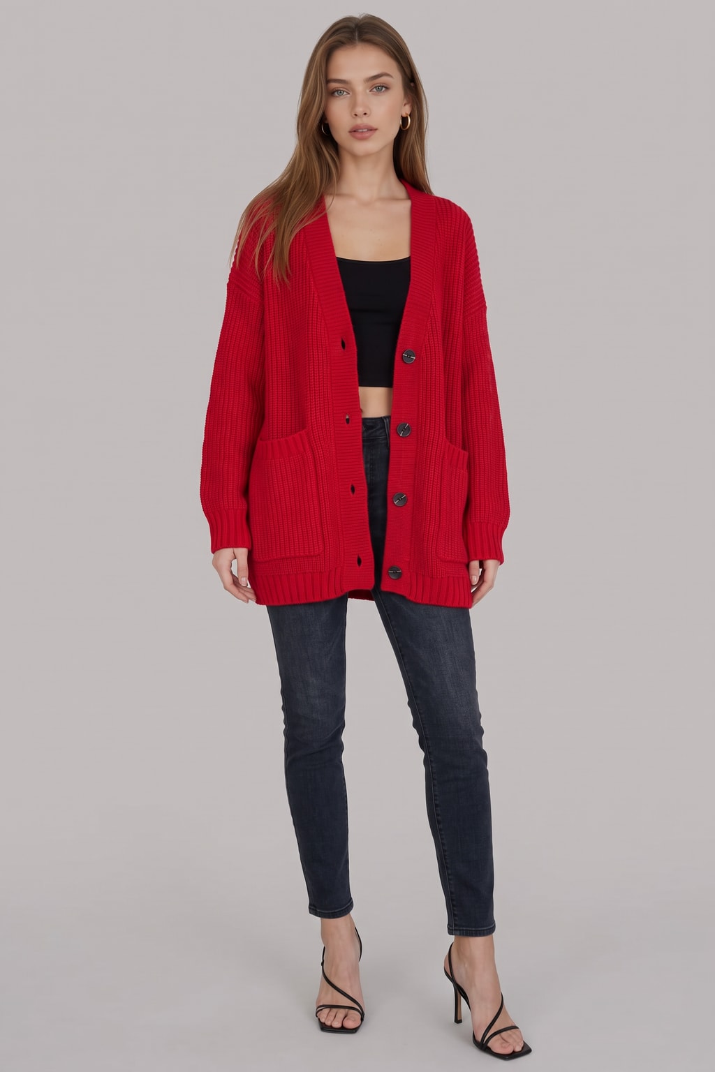 Chunky Knit Cardigan With Relaxed Fit - 6