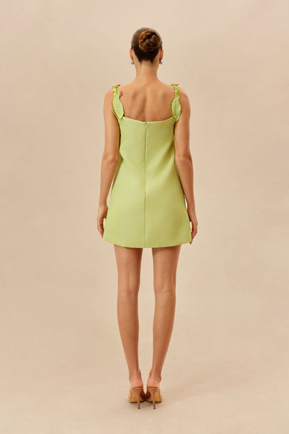 Green Floral Applique A-Line Mini Dress - view 4