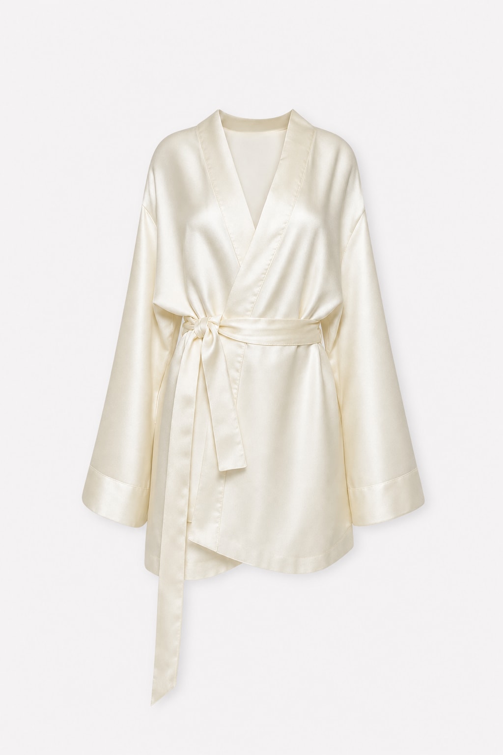 Satin Wrap Mini Dress With Long Sleeves - 1