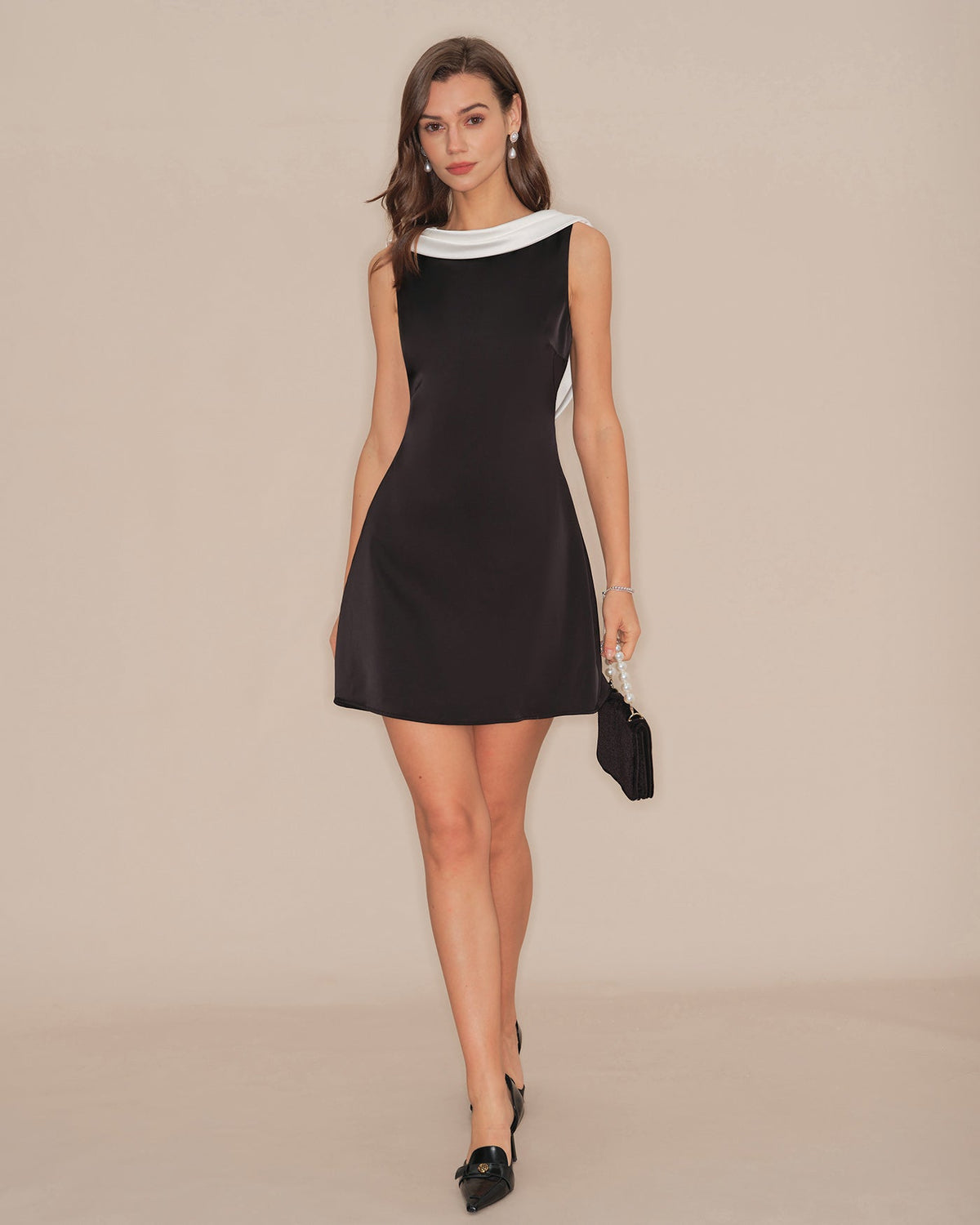 Black Cowl Neck Backless Mini Dress - view 4