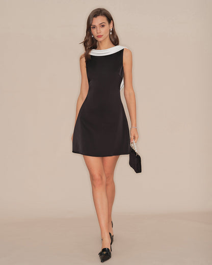 Black Cowl Neck Backless Mini Dress - view 4