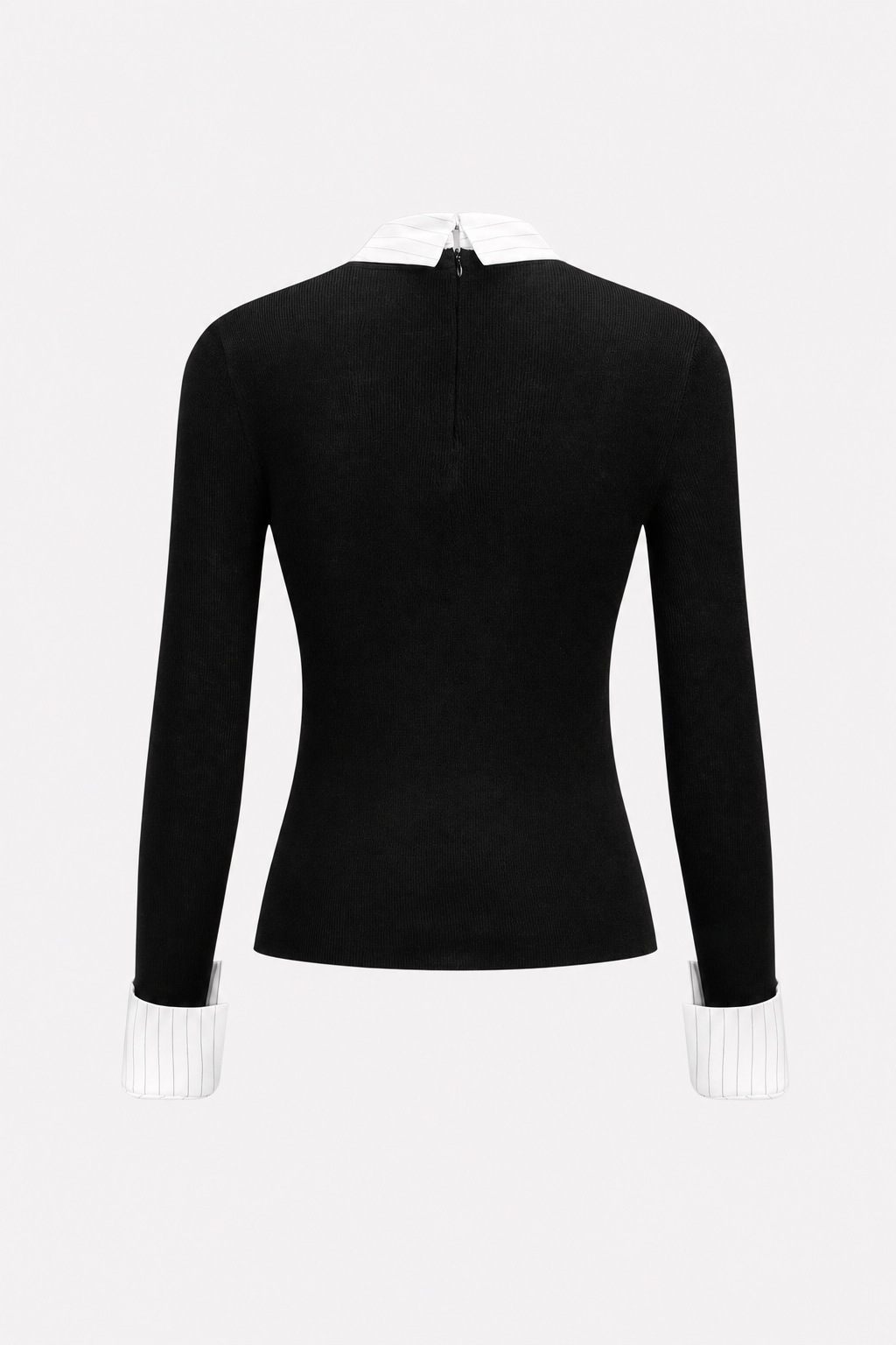 Black wool blend layered-look knit top - view 6