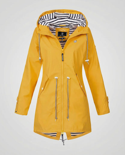 Water repellent hooded rain jacket with drawstring waist - view 10