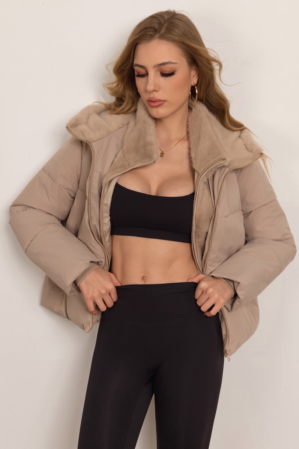 Cotton Hooded Jacket Short Layered Winter Coat - 5