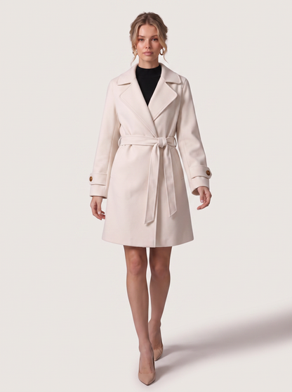 Wool blend overcoat with adjustable tie belt - view 4
