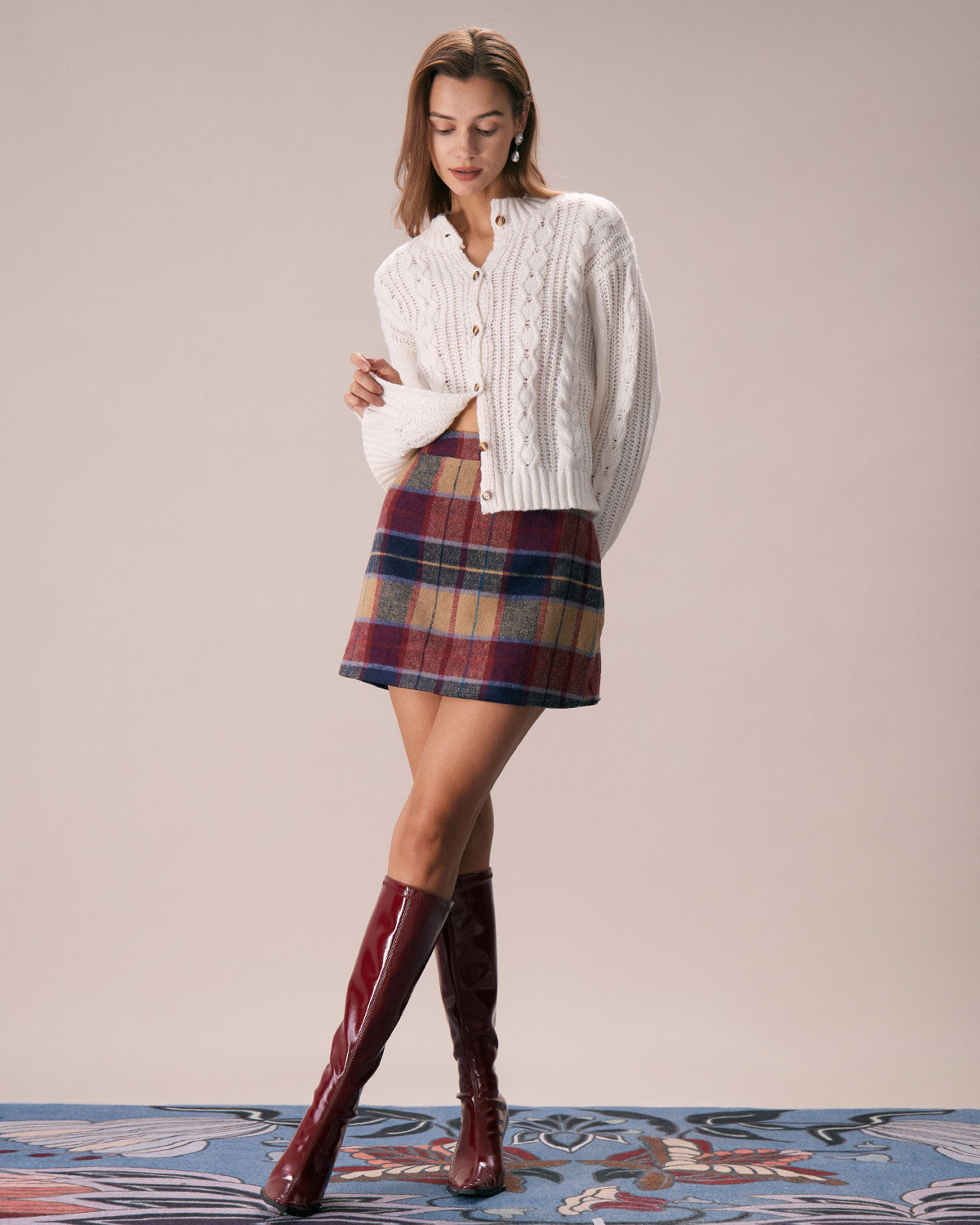 Plaid Mini Skirt With Zipper Fly - view 2