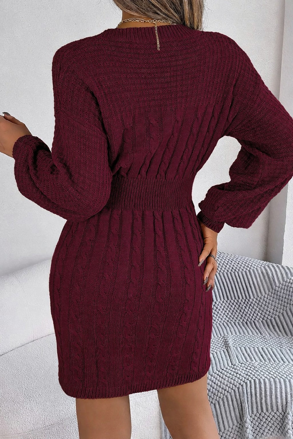 Polyester Knit Dress With Sleek A-Line Silhouette - 4
