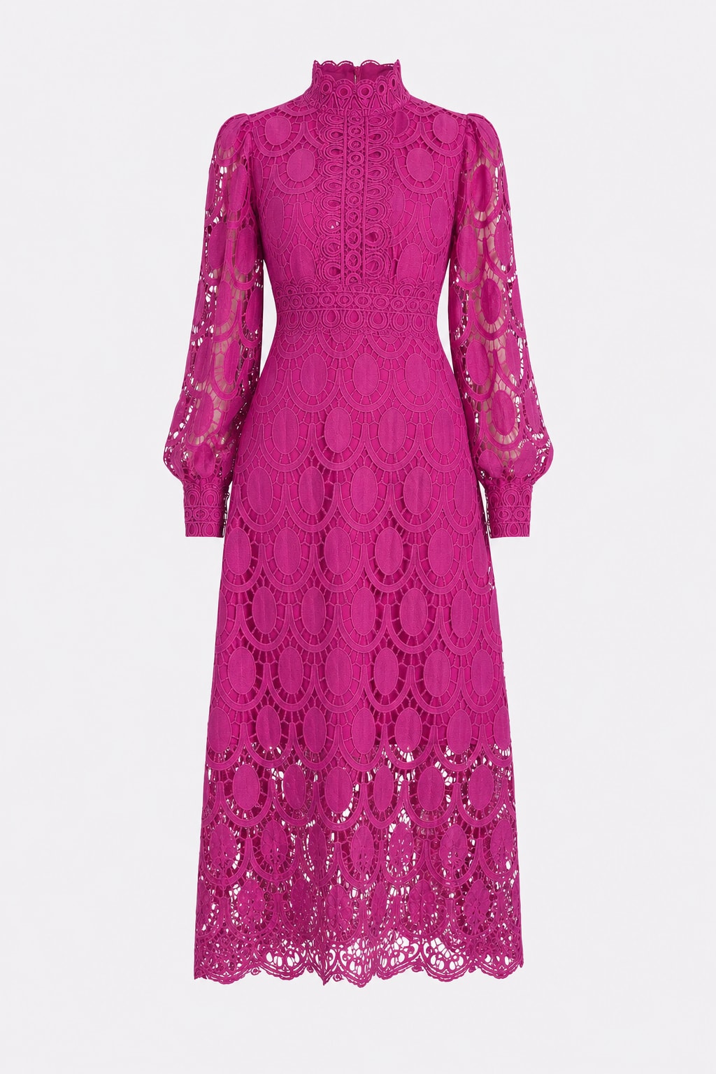 Elegant Lace Midi Dress With Long Sleeves - 1