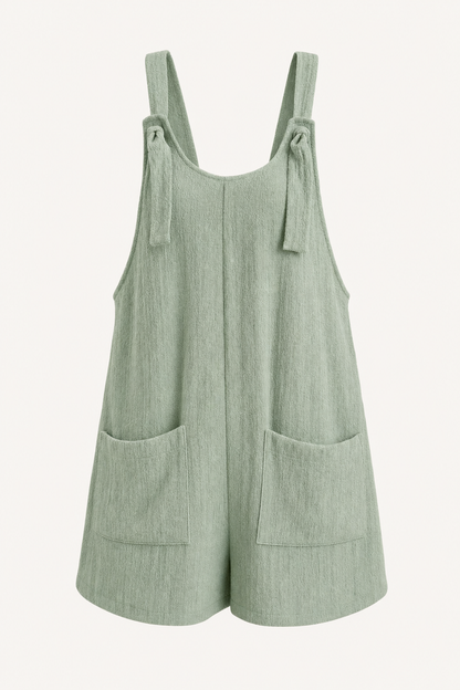 Linen Blend Sleeveless Pocketed Romper