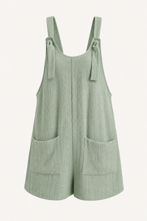 Linen Blend Sleeveless Pocketed Romper