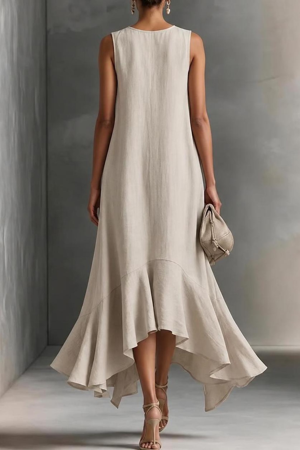 Bohemian V-Neck Maxi Dress With Ruffled Hem - 3