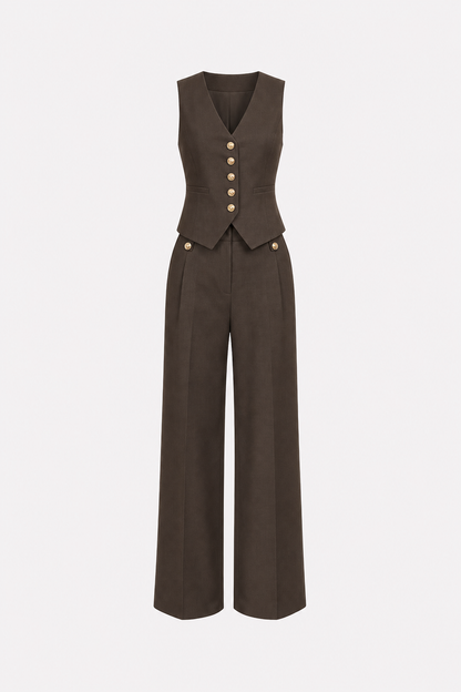 Cropped Vest and Wide-Leg Trouser Set - view 6