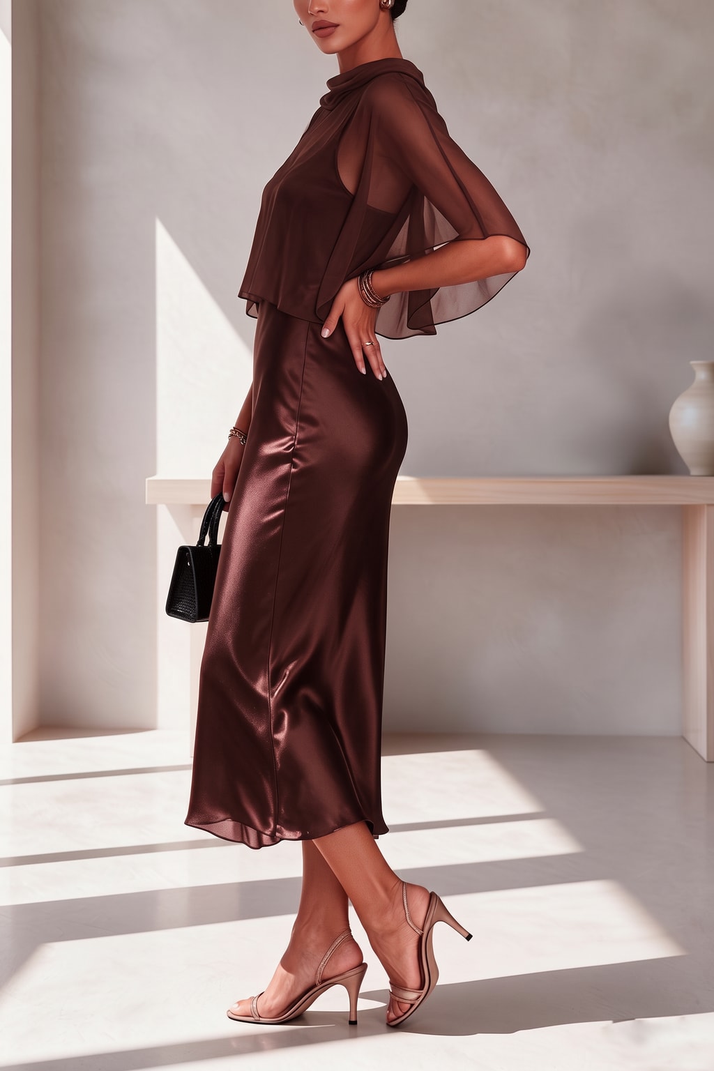 Polyester Draped Maxi Dress With Spaghetti Straps - 5