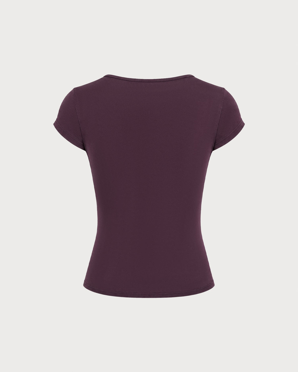 Purple V-neck tie-front lace tee - view 5