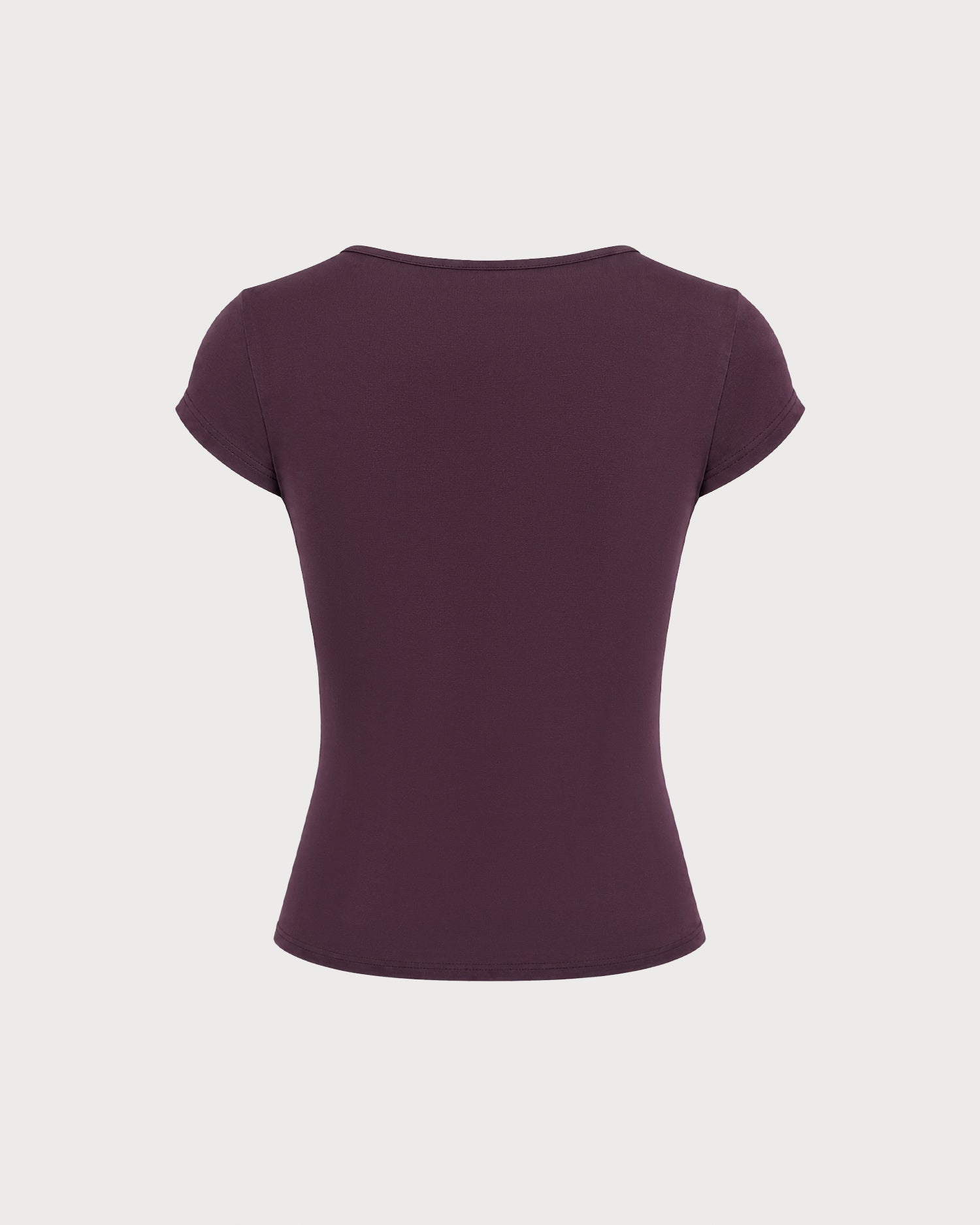 Purple V-neck tie-front lace tee - view 5