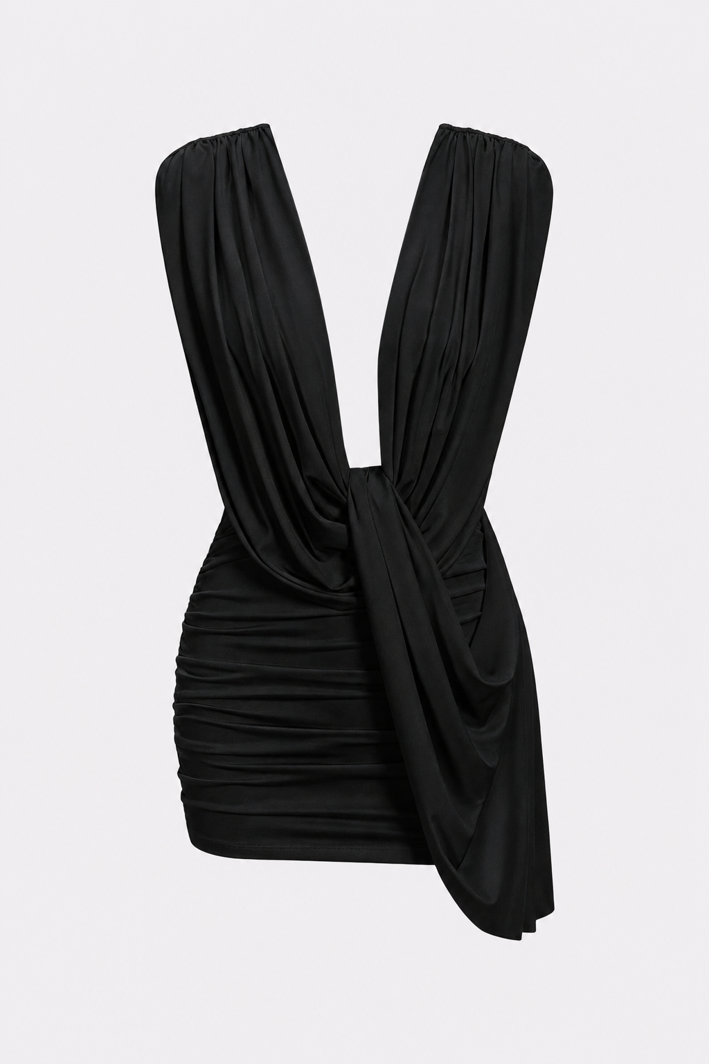 Cowl Neck Ruched Jersey Mini Dress - view 5