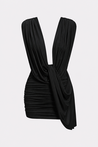 Cowl Neck Ruched Jersey Mini Dress - view 5