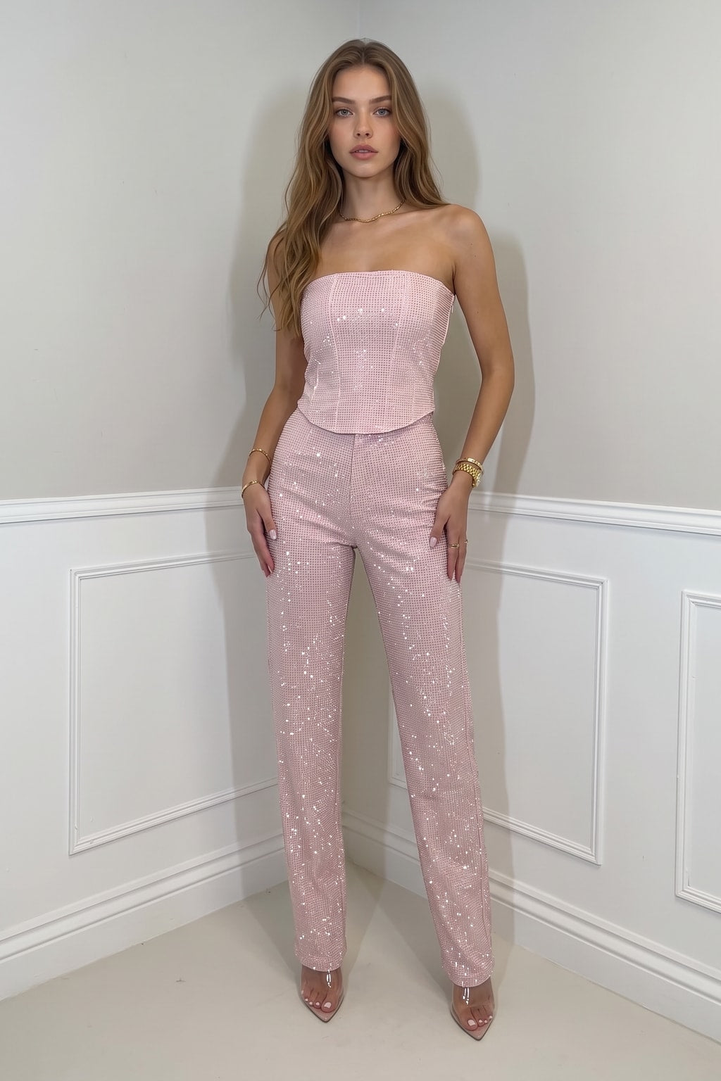 Sophisticated Sequin Strapless Jumpsuit - 4