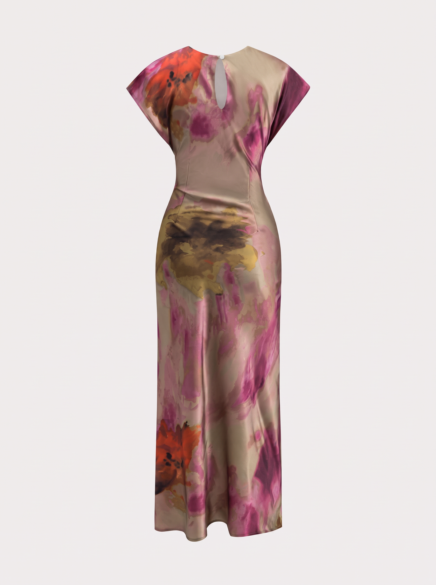 Light brown satin twist-knot cutout midi dress - view 5