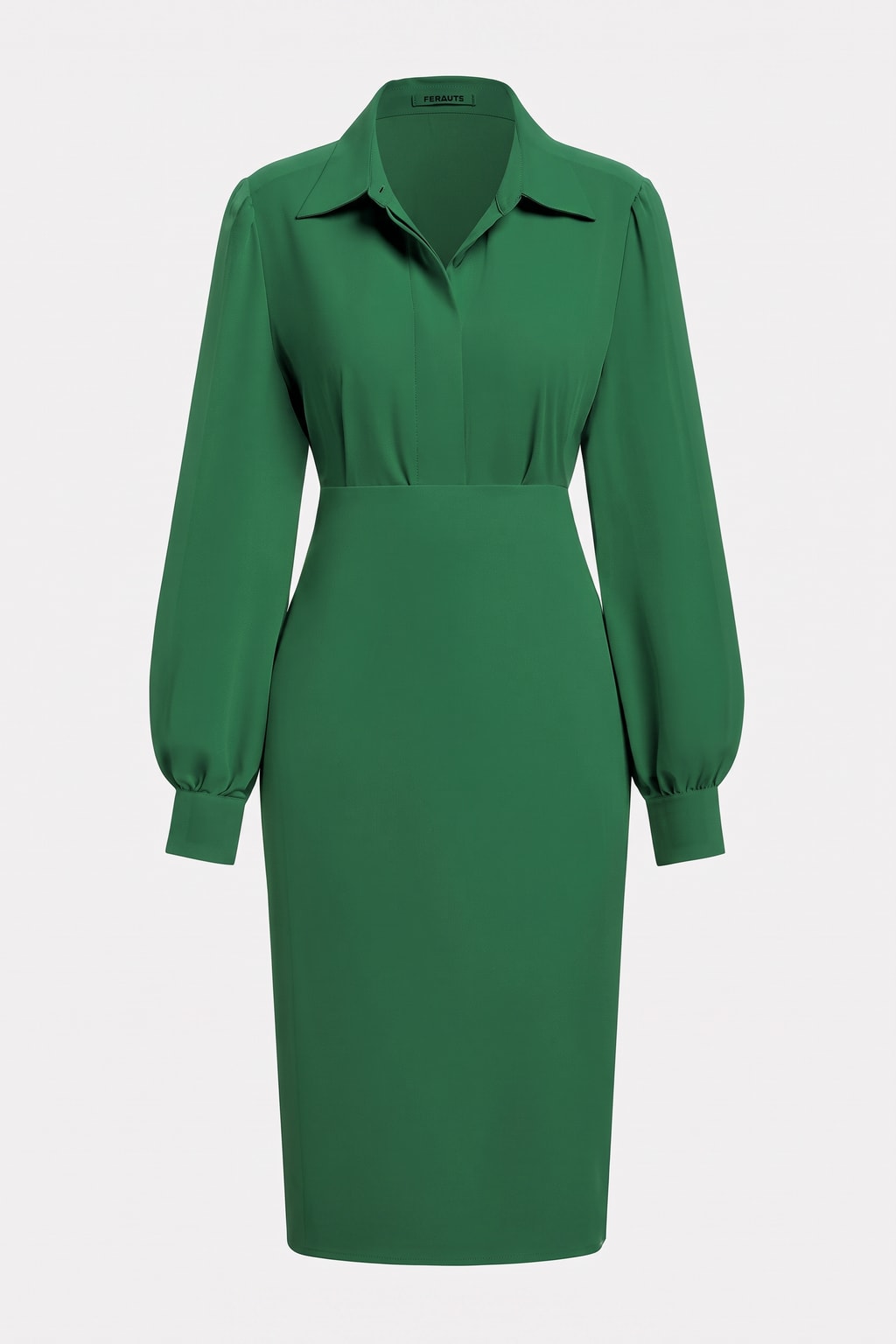 Polyester Ruched Shirt-Collar Two-Piece Skirt Set - 1