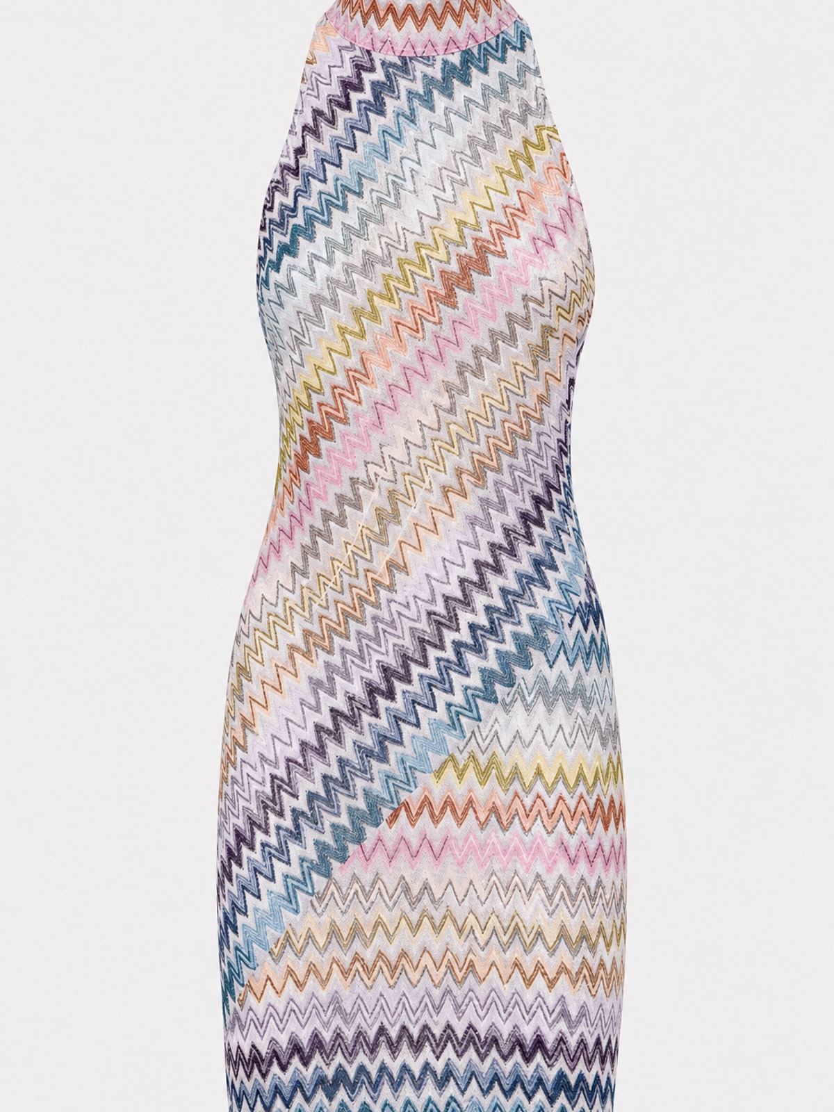 Effortless Polyester Zigzag Knit High-Neck Mini Dress - 1