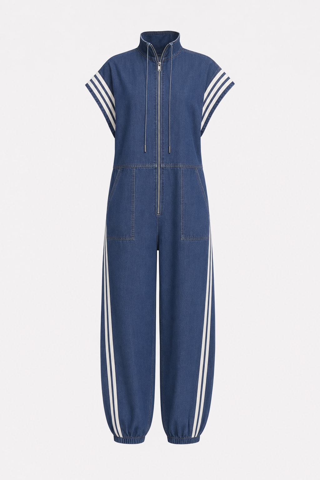 Cotton-Blend Denim Ankle-Tie Jumpsuit - 1