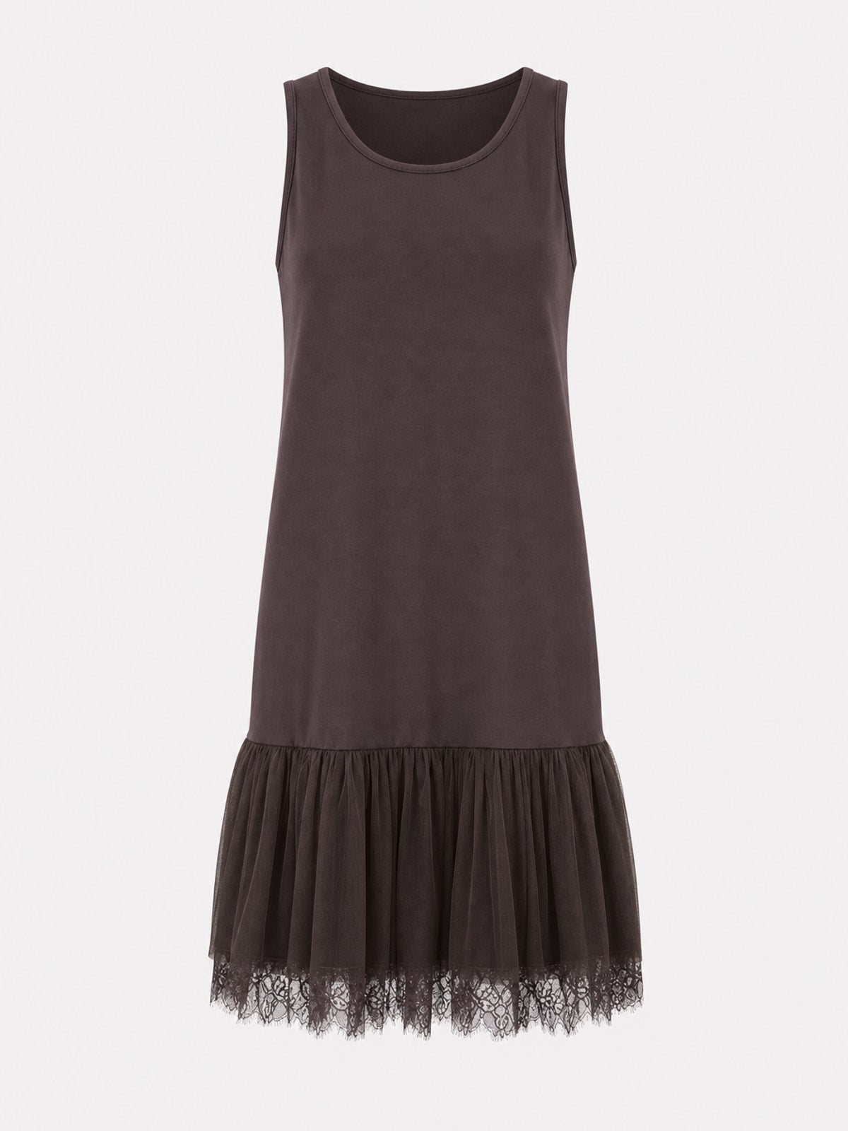 Effortless Polyester Tulle Lace Tiered Hem Mini Dress - 1