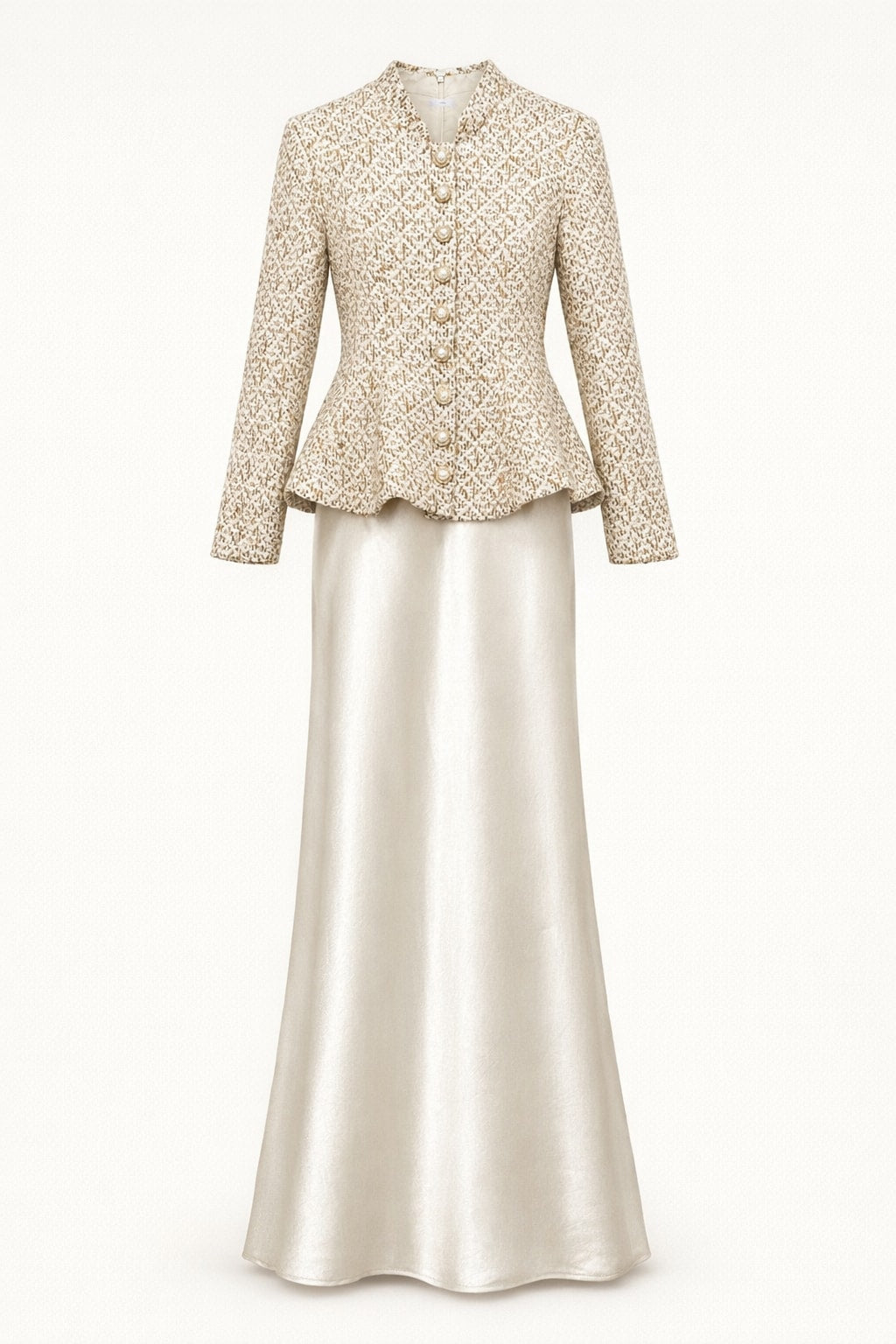 Viscose Mermaid Dress With Illusion Long Sleeves - 1