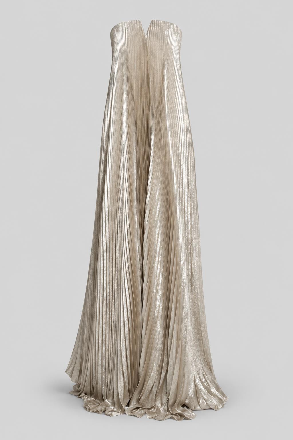 Polyester Maxi Dress With Pleated Off Shoulder - 1