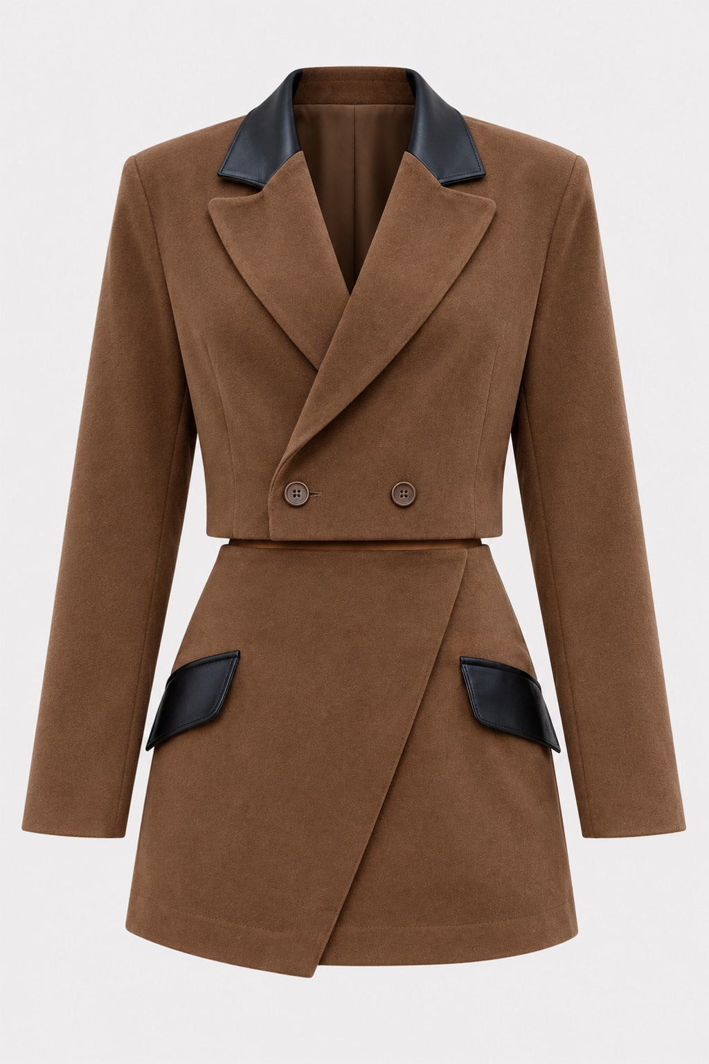 Polyester Jacket And Mini Skirt Set Vintage Style - 1