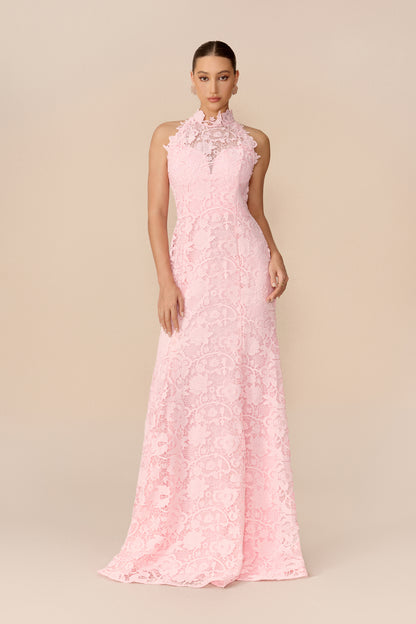 Scalloped High Neck Lace Maxi Dress - view 2