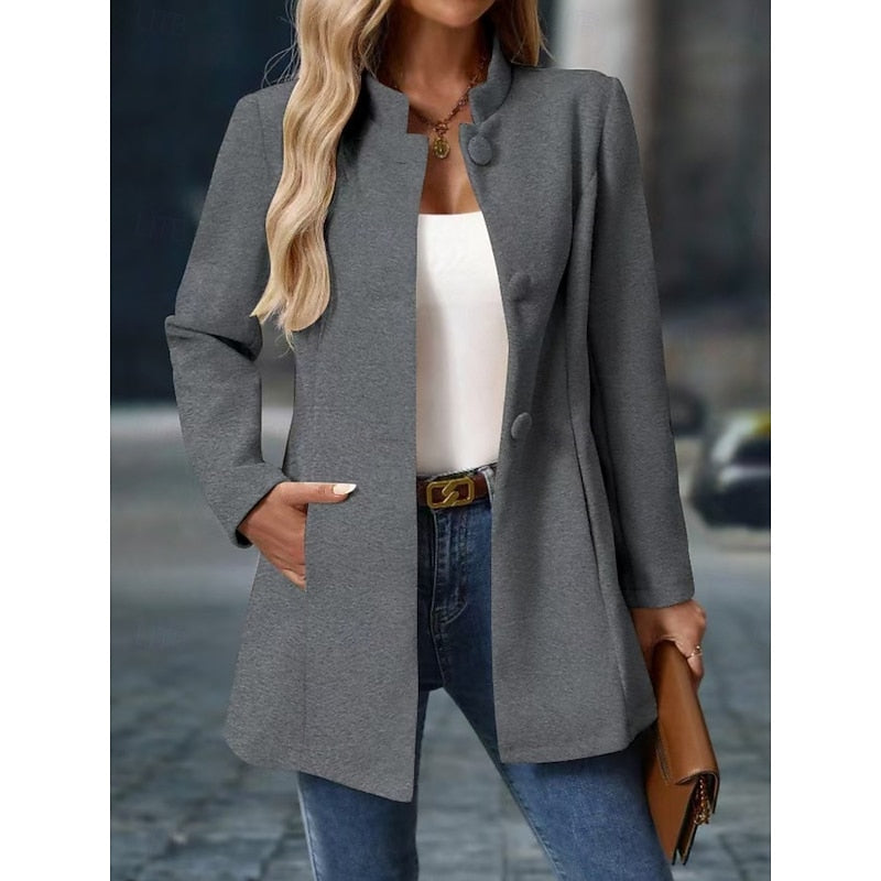 Stand collar coat with pockets - view 7