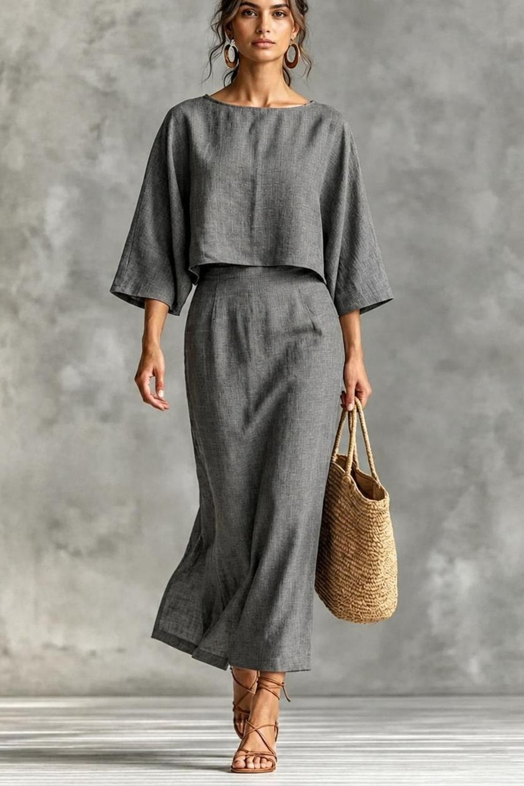 Polyester Two Piece Set With Round Neck - 6