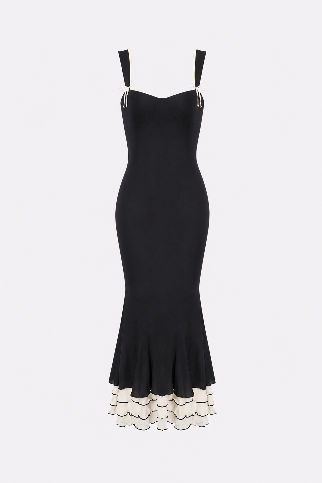 Black sweetheart neck trumpet maxi dress
