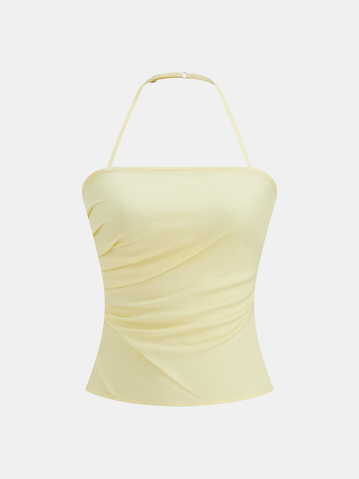 Light yellow ruched halter and wide-leg pants set - view 6