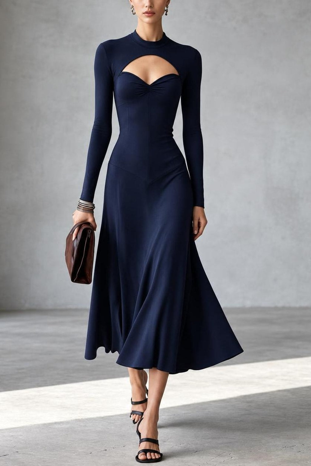 Cotton Maxi Dress With V Neck - 5