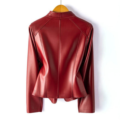 Vegan leather jacket with asymmetrical zip - view 7