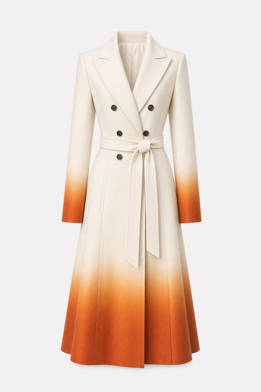 Elegant A-Line Woolen Coat With Tied Waist - 1
