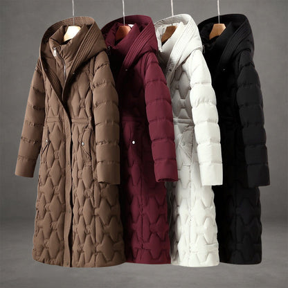 Quilted Longline Puffer Coat With Hood - view 10