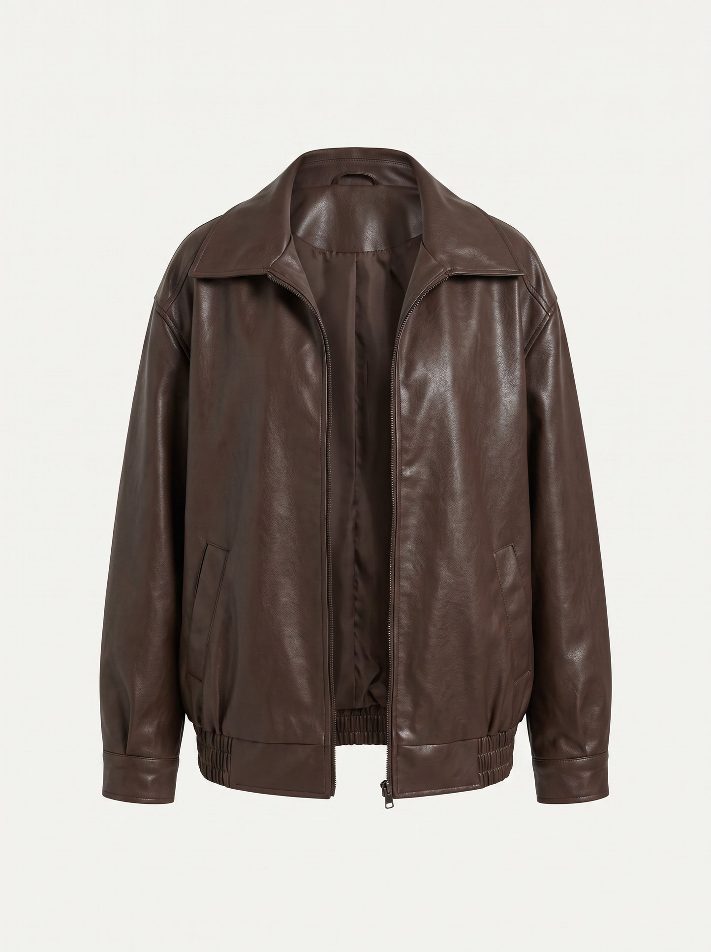 Oversized Collared Faux Leather Jacket