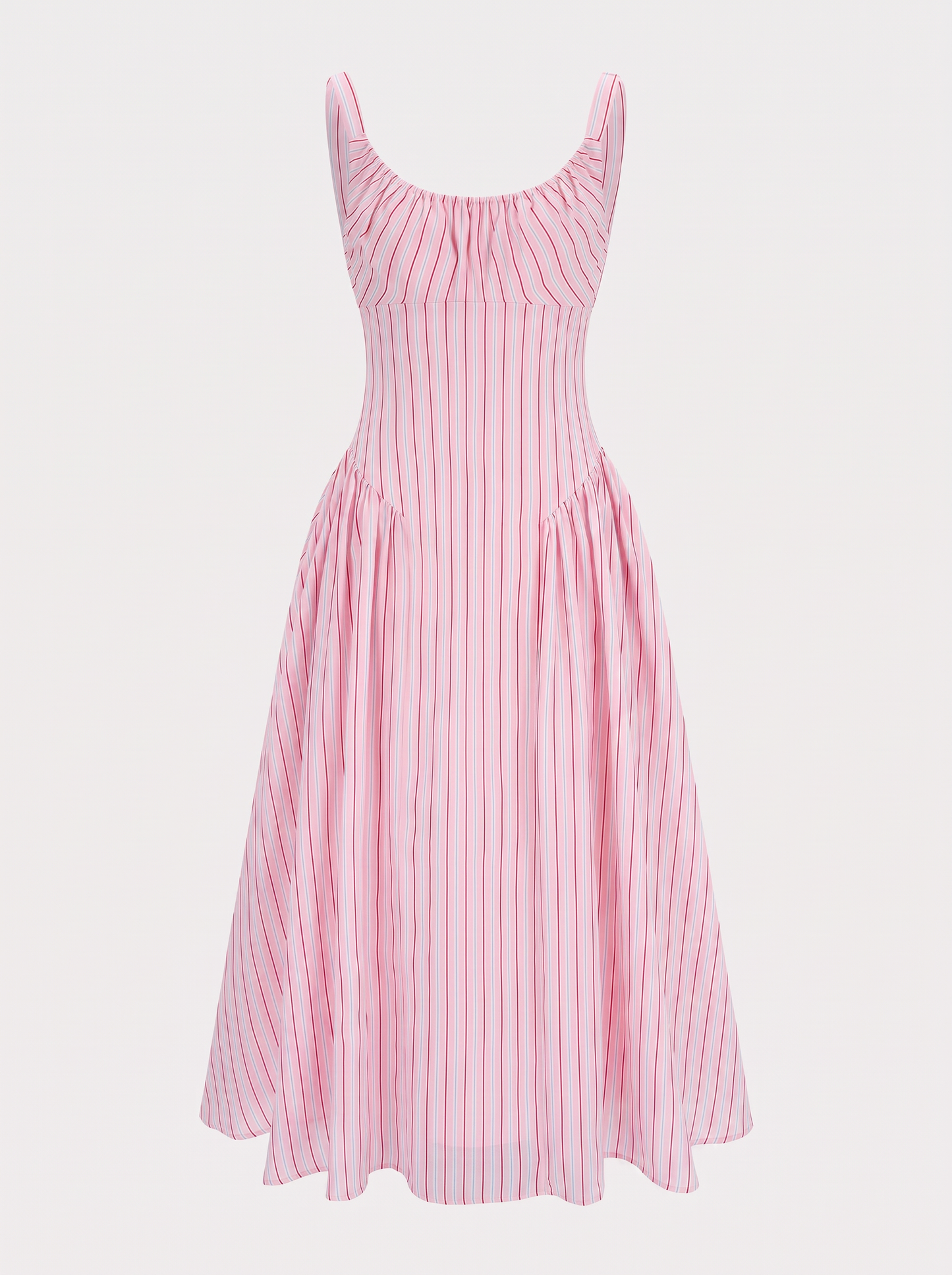 Striped sleeveless maxi dress with side pockets