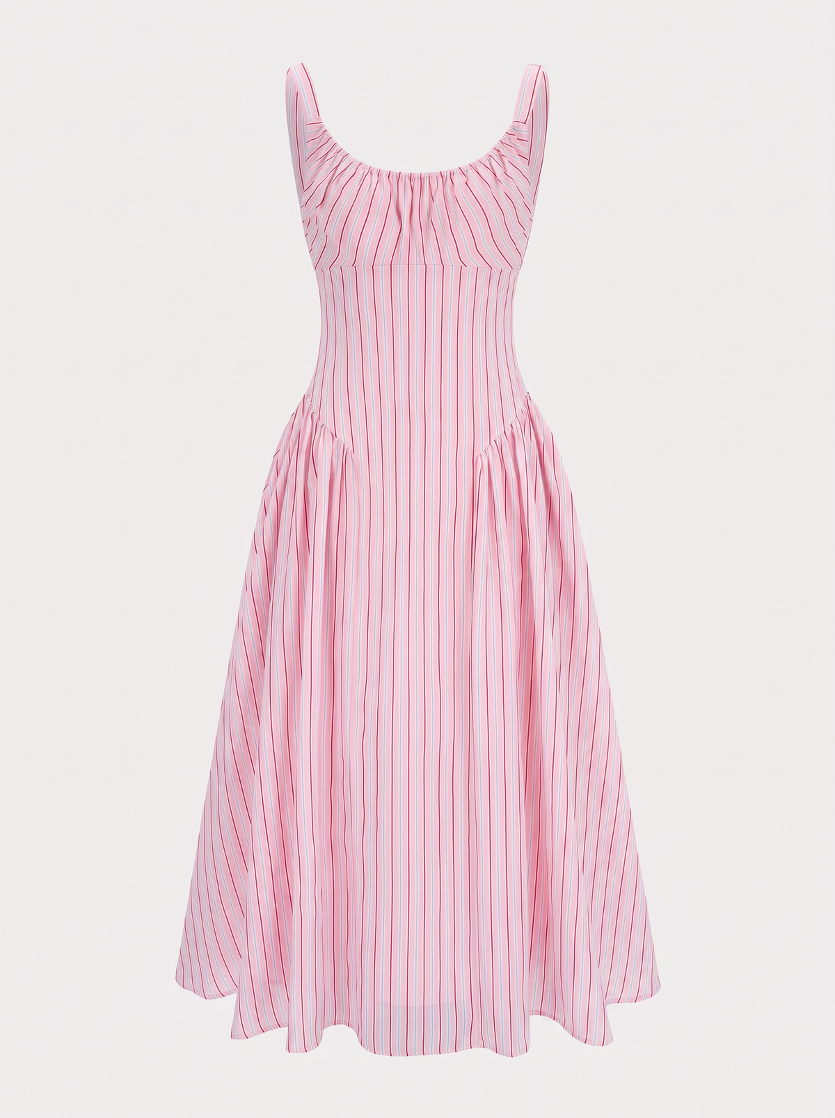 Striped sleeveless maxi dress with side pockets