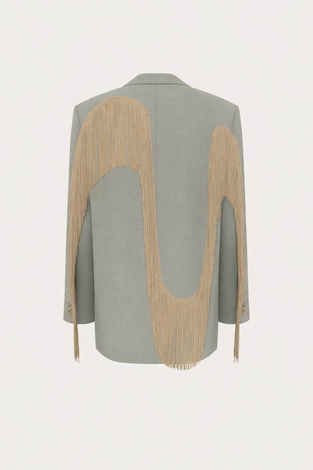 Cotton Blazer Jacket With Heart-Shaped Fringe - 5