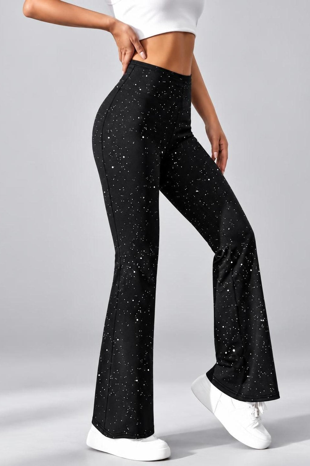 Glitter Flared Pants With High-Waist Fit - 4