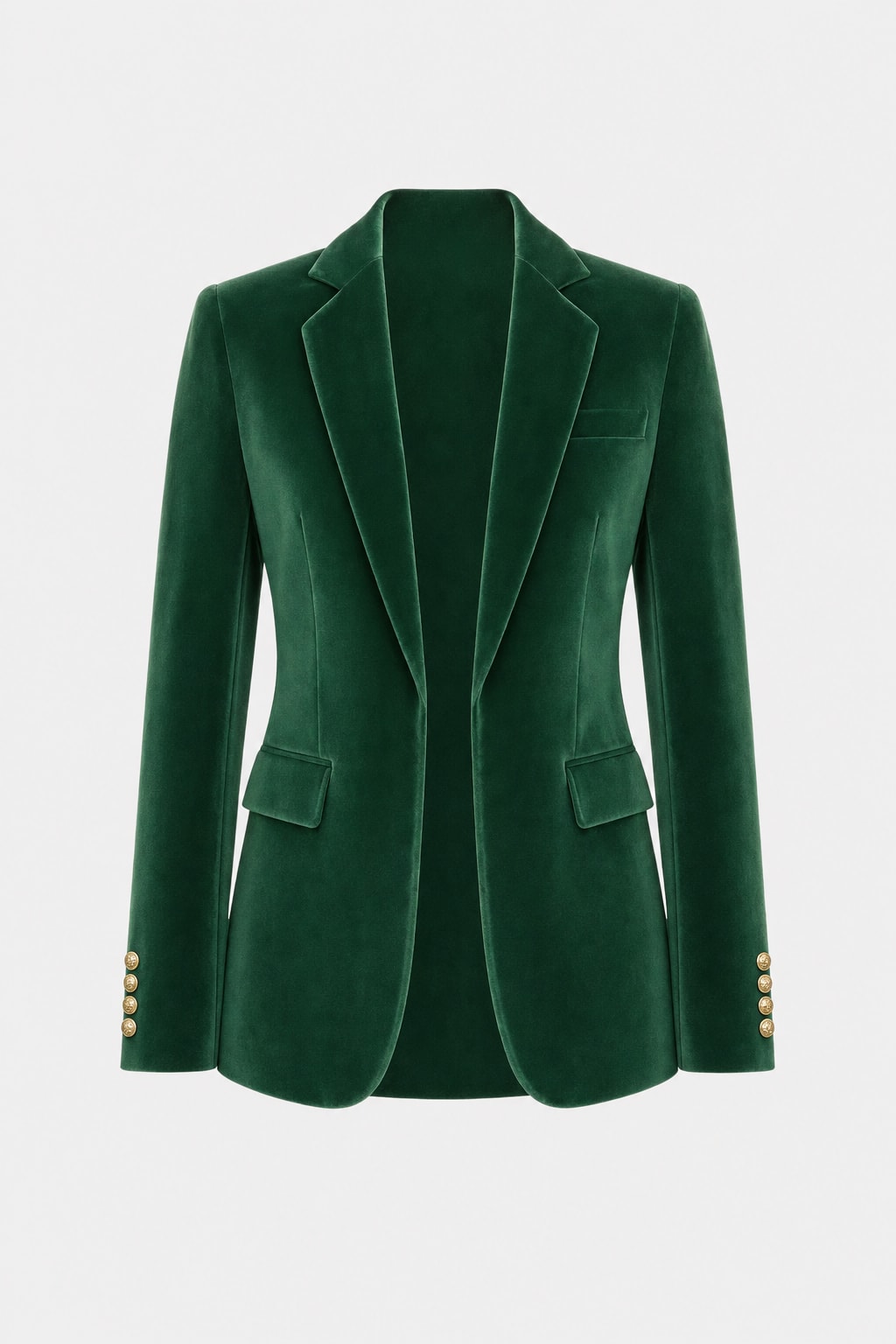 Elegant Notched Collar Blazer With Buttoned Cuffs - 1
